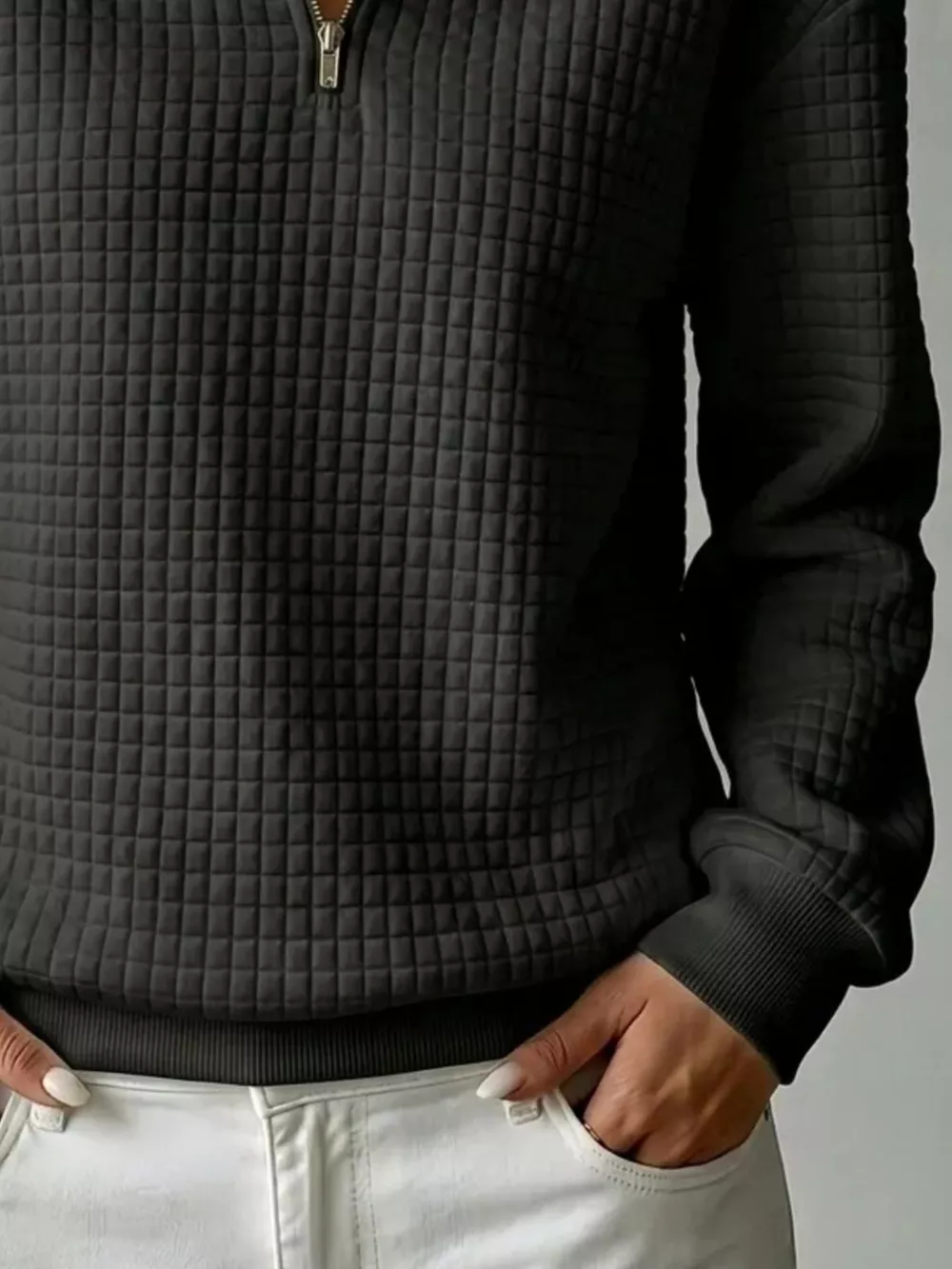 Waffle Knit Quarter-Zip Sweatshirt, image 21