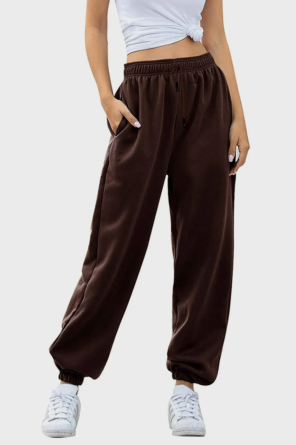 Elastic Waist Joggers with Pockets, image 24
