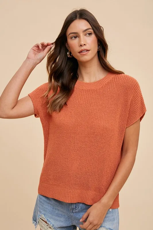 Round Neck Short Sleeve Sweater, image 4