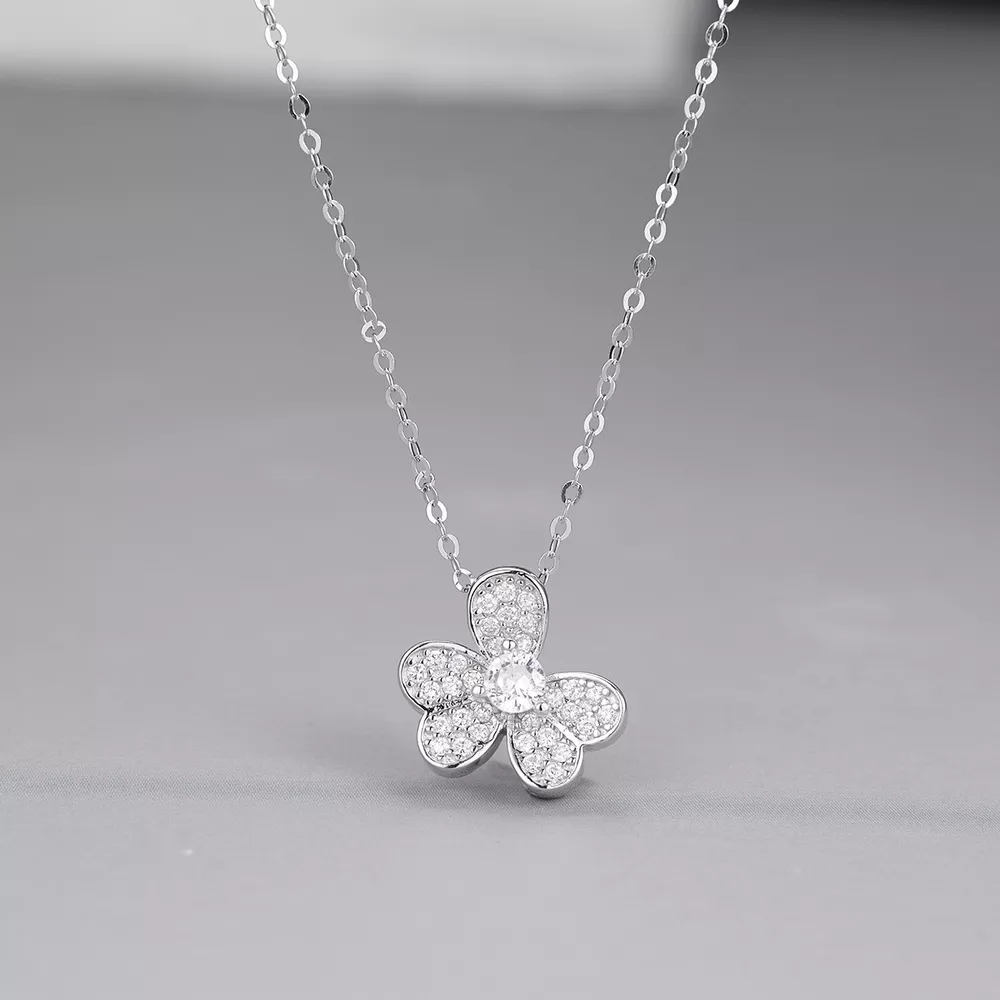 925 Sterling Silver Clover Pendant Necklace, image 5