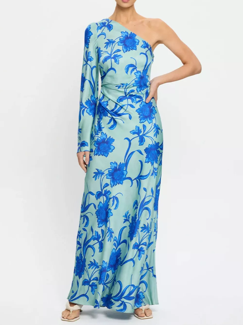 Floral Print One-Shoulder Maxi Dress, image 6
