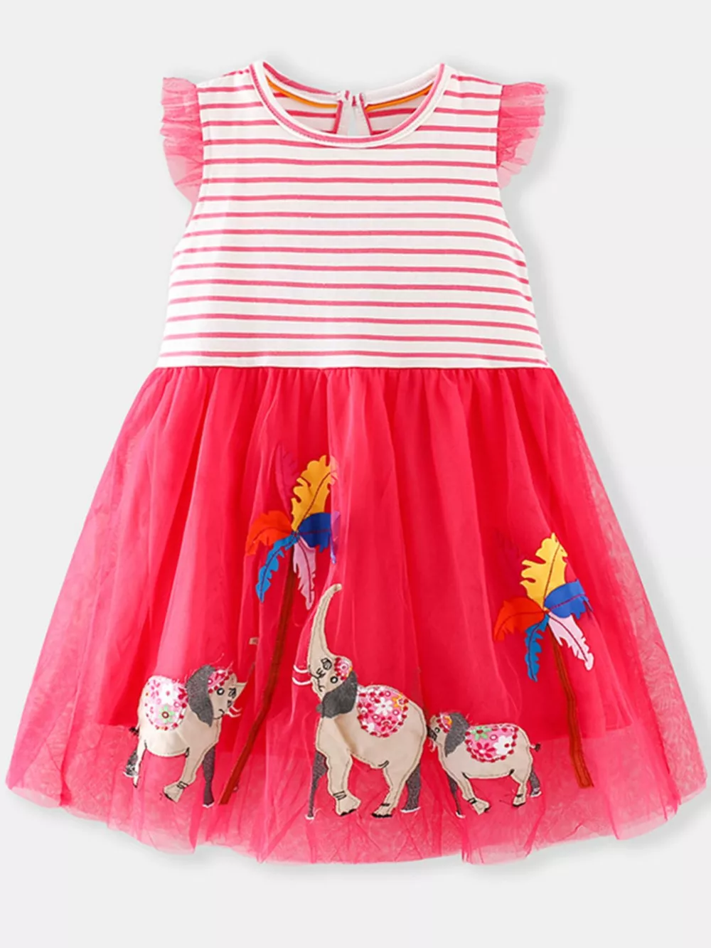 Children's Striped Top Elephant Tulle Dress, image 2