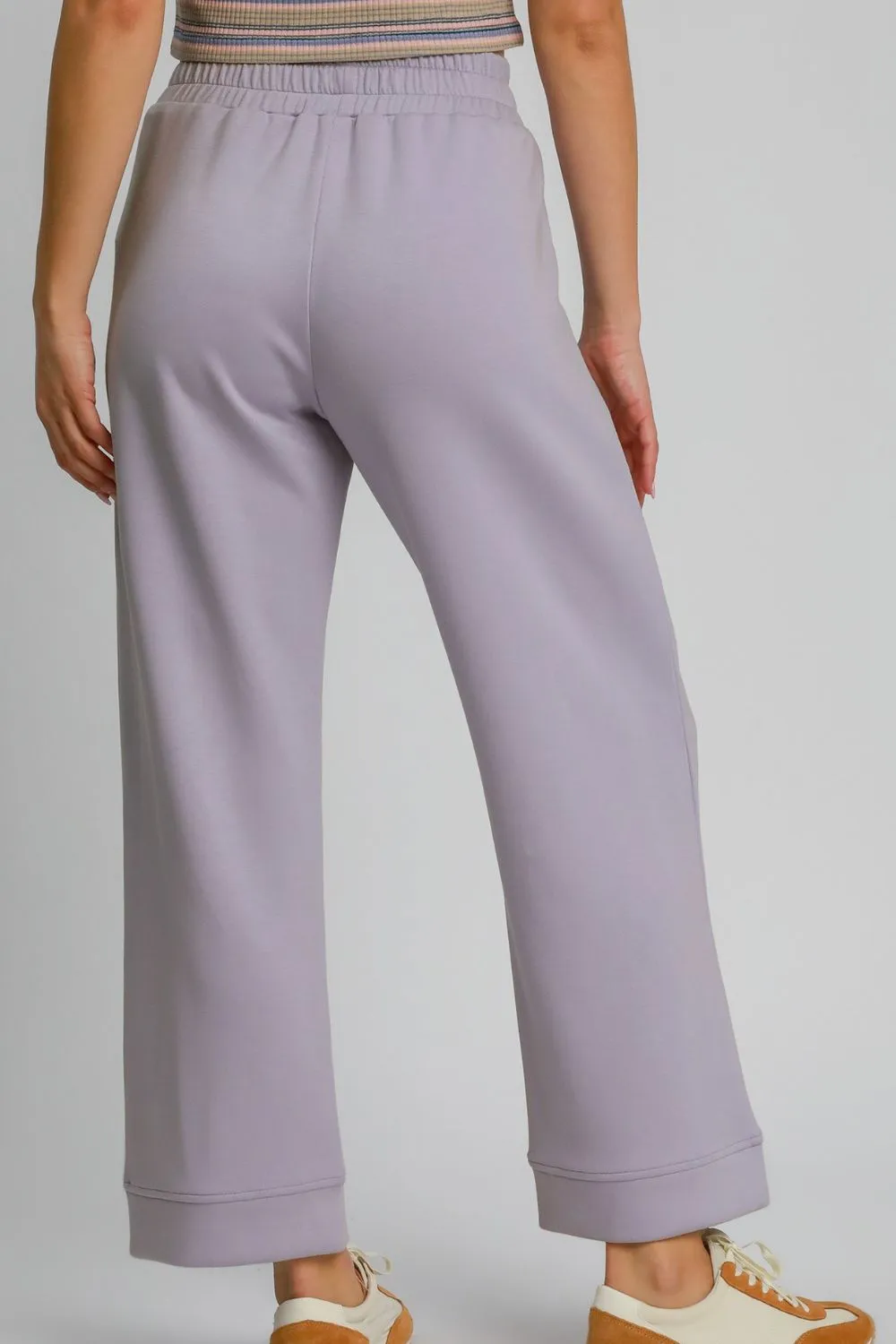 Drawstring Elastic Waist Wide Leg Pants, image 2