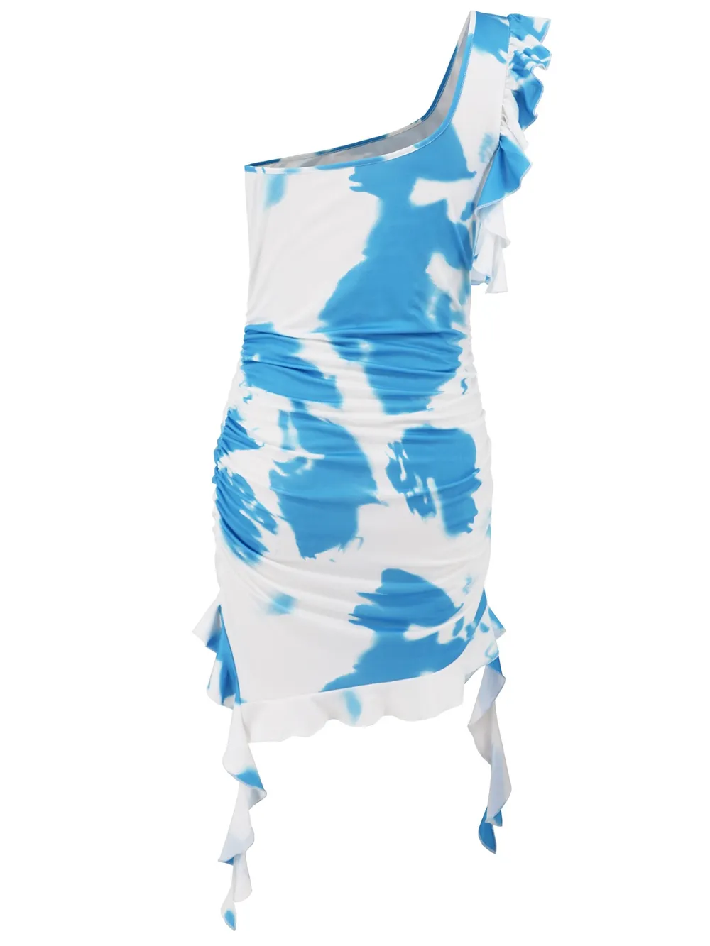 Ruffled Tie-Dye Single Shoulder Mini Dress, image 7