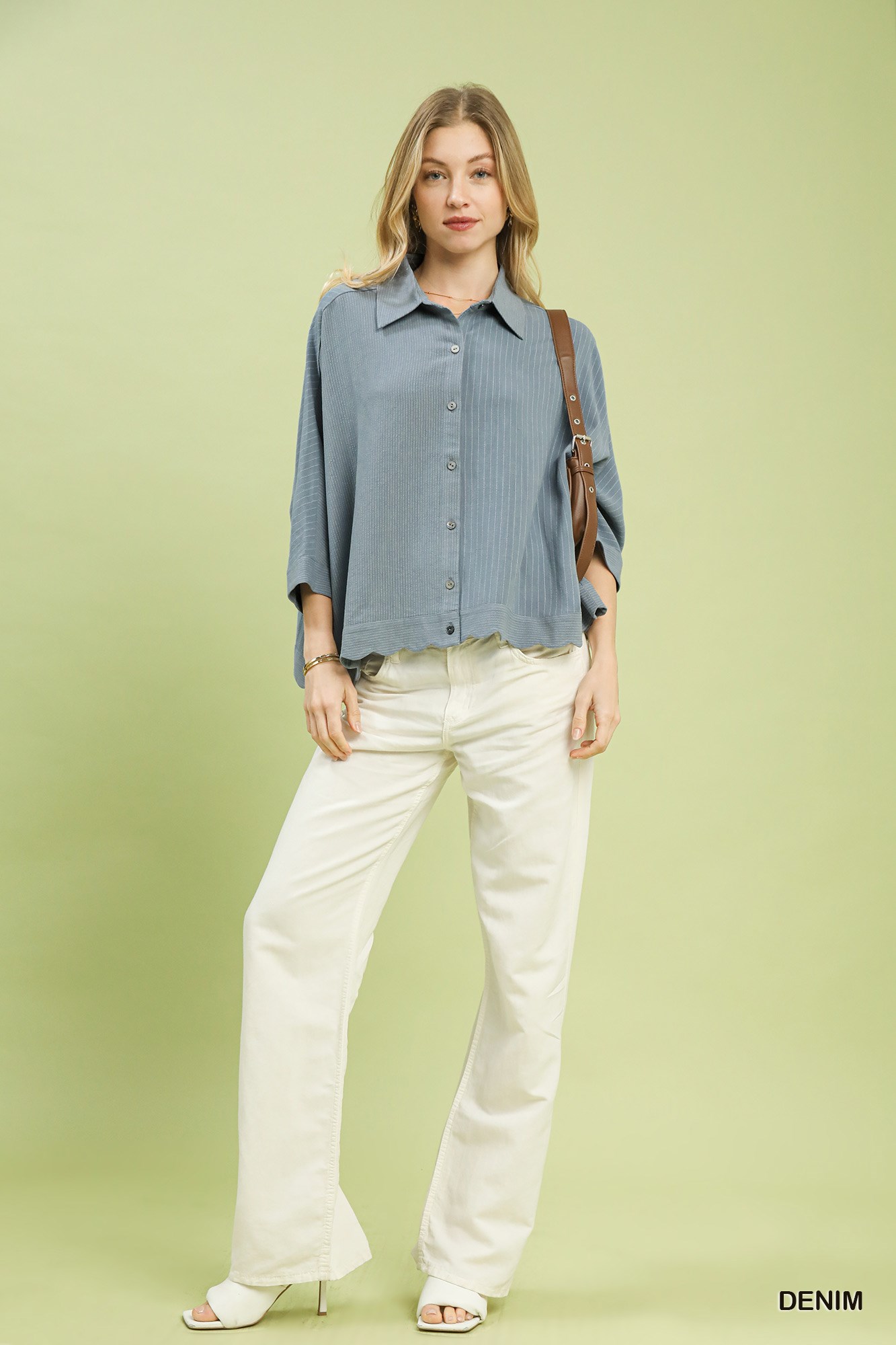 Oversized Striped Button-Down Shirt, image 2
