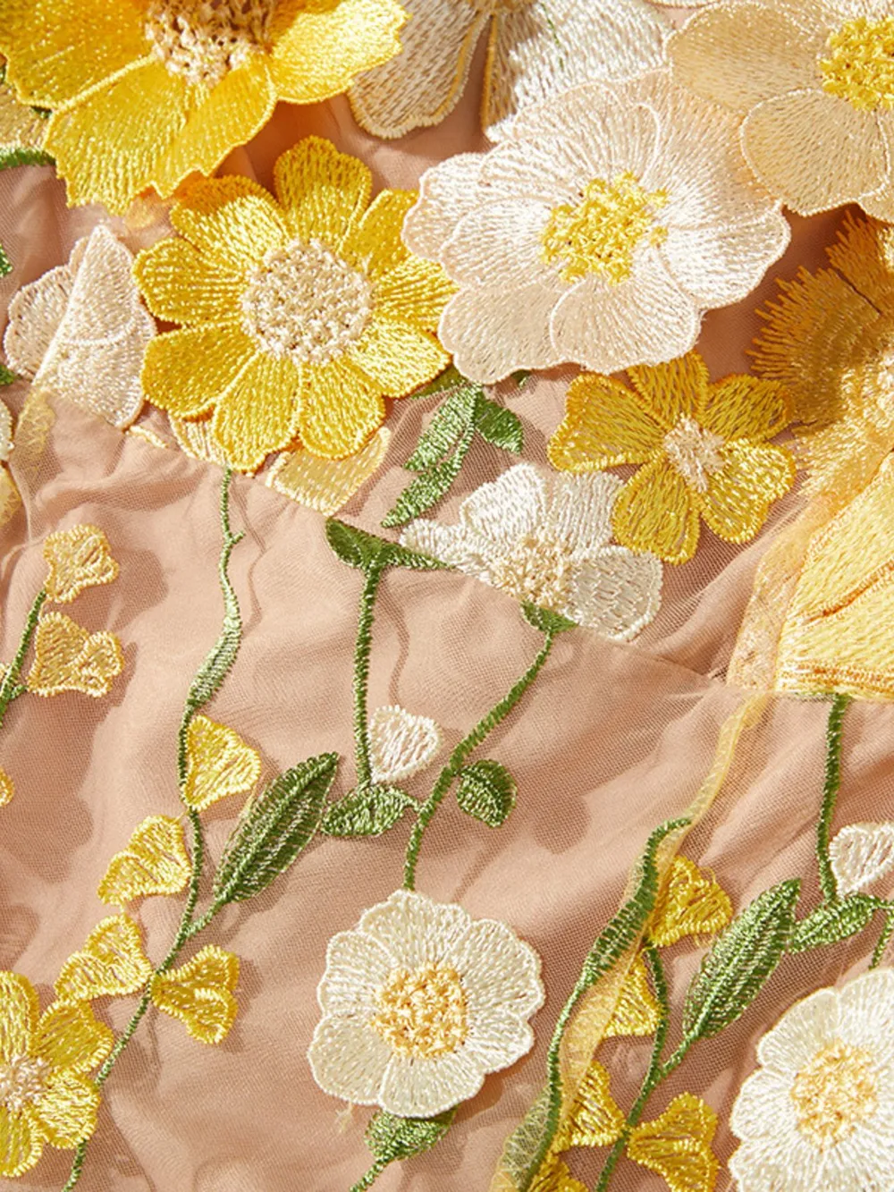 Floral Embroidered Mesh Long Sleeve Midi Dress, image 15