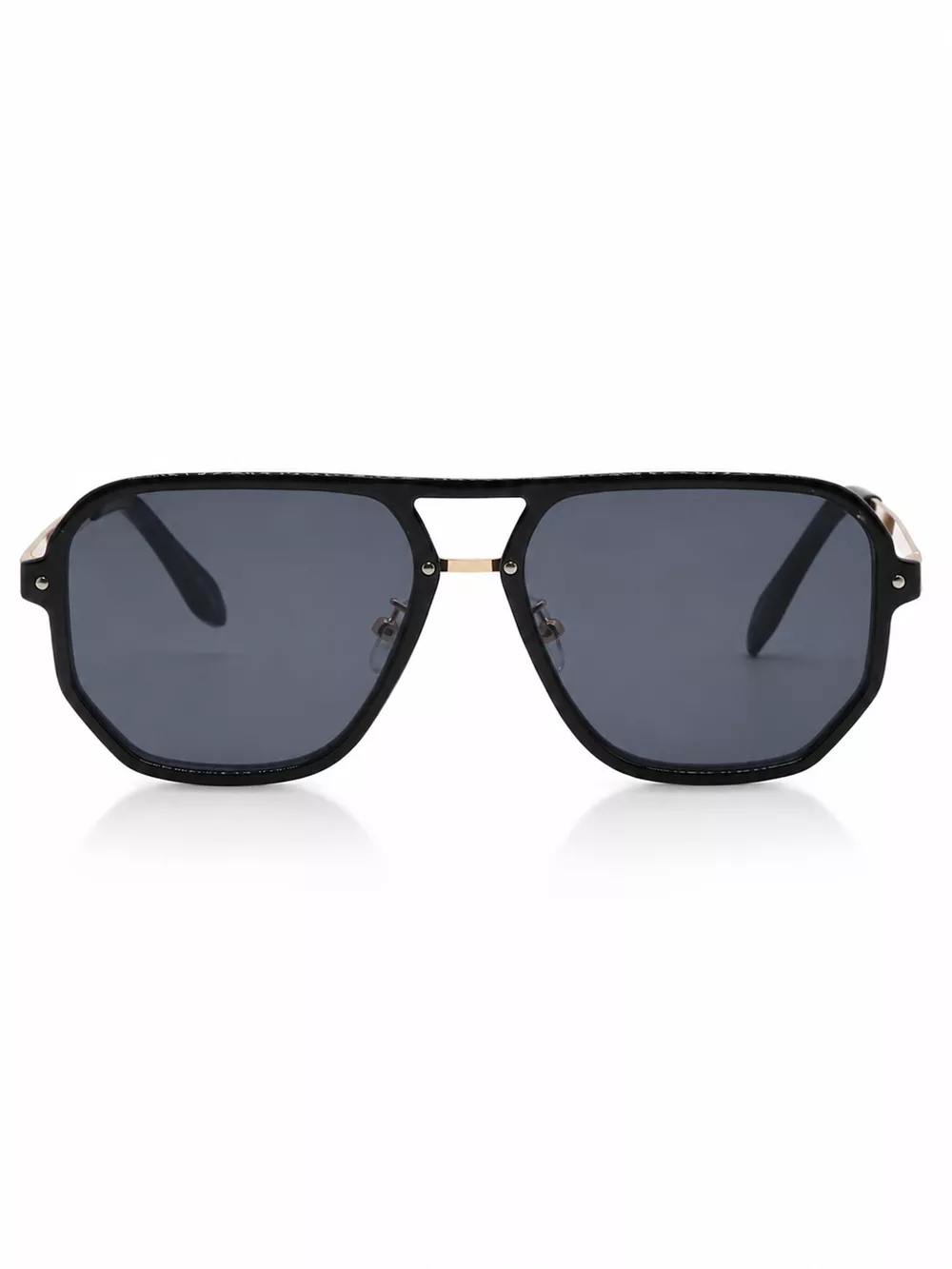 Aviator Sunglasses with Black Lenses and Gold Accents, image 2