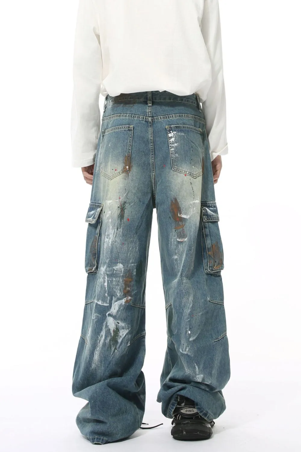 Waste Soil Style Jeans with Cargo Pockets, image 3