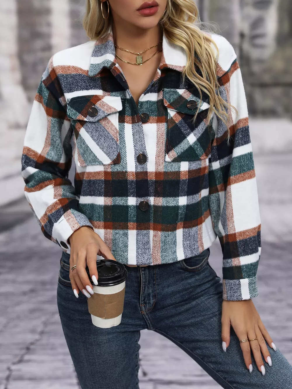 Plaid Button-Up Jacket, image 8