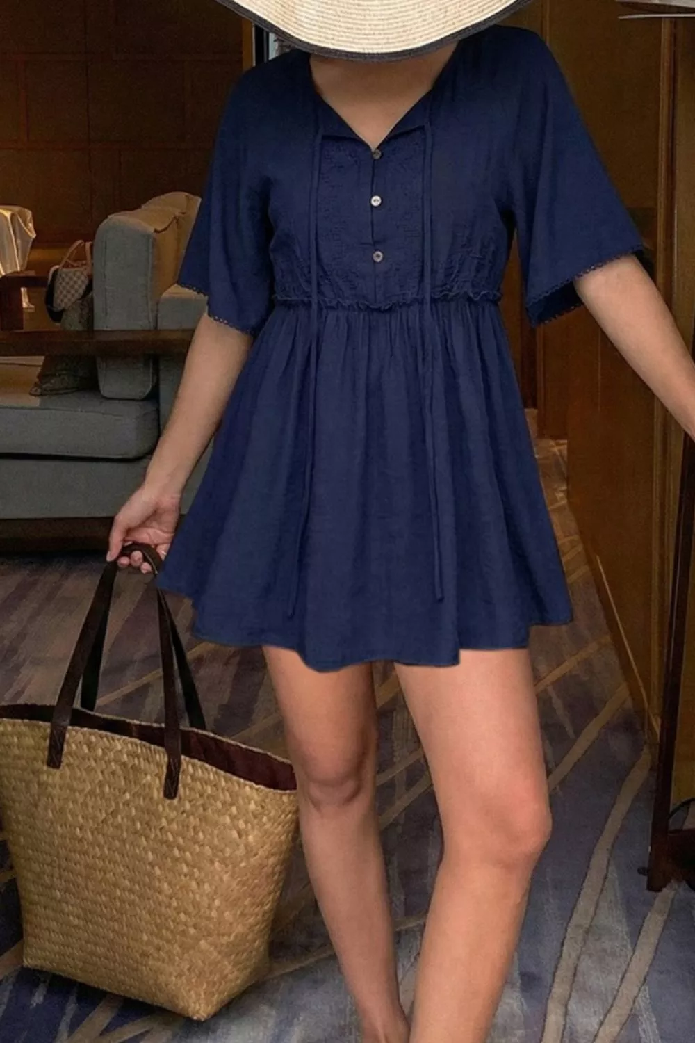 Ruffle Hem Tie Neck Blouse, image 4