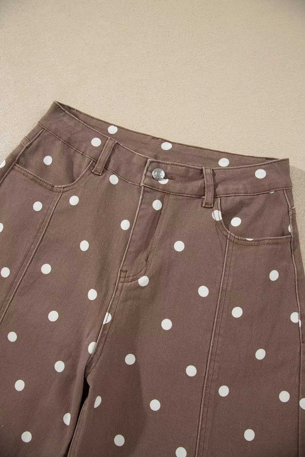 Tailored Seam Polka Dot Print Barrel Casual Jeans, image 14