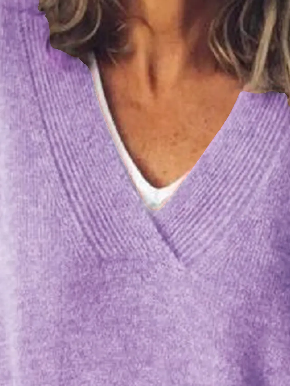 V-Neck Dropped Shoulder Sweater, image 6