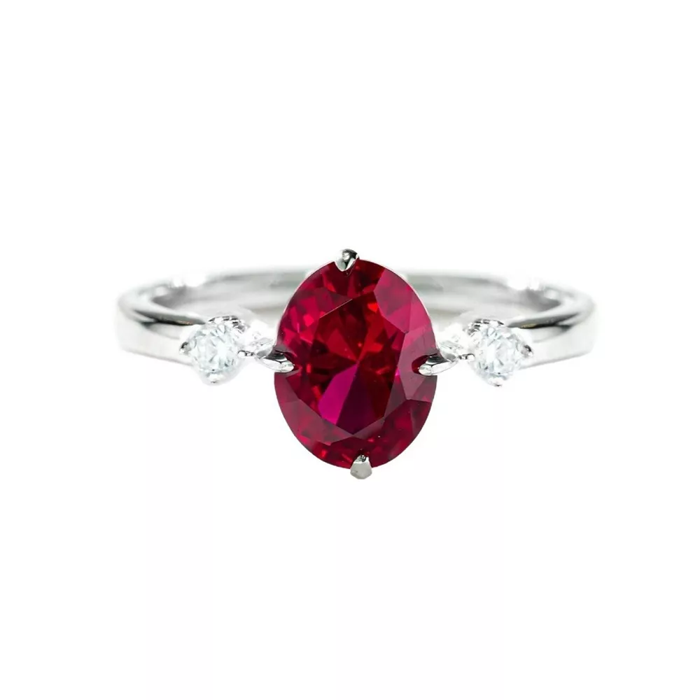 925 Sterling Silver Zircon Oval-Cut Ring, image 3