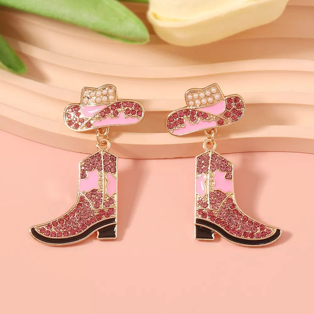 Rhinestone Boot Dangle Earrings, image 5