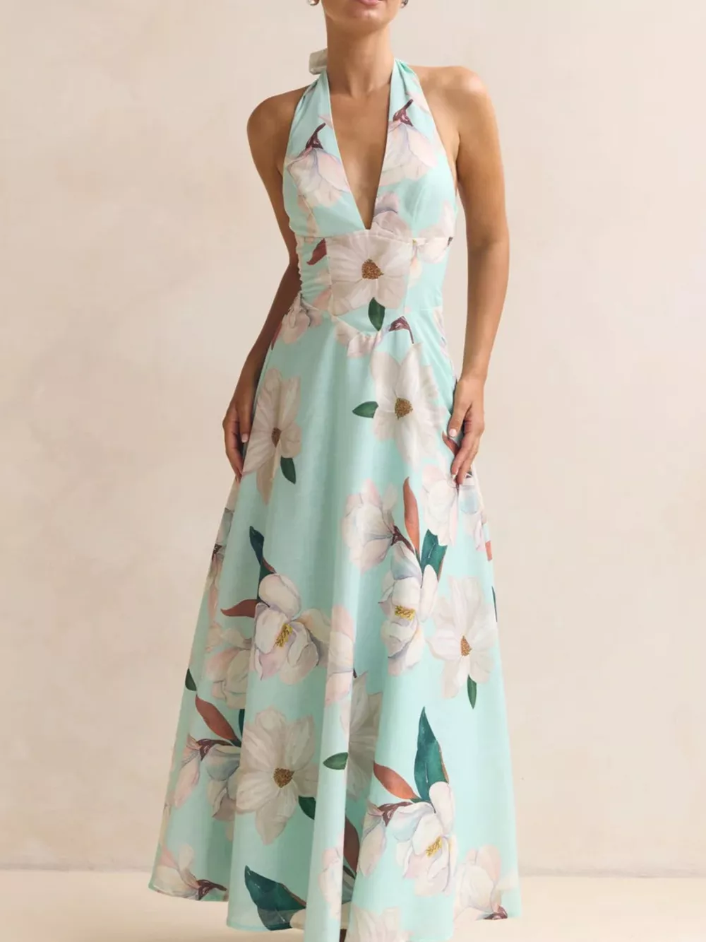 Floral Print Halter Neck Maxi Dress, image 2