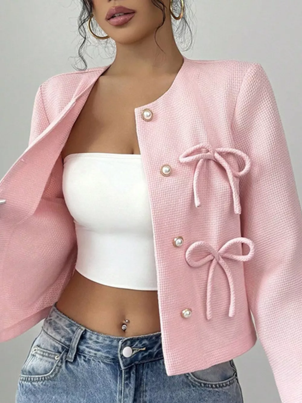 Bow Detail Cropped Outerwear, image 23