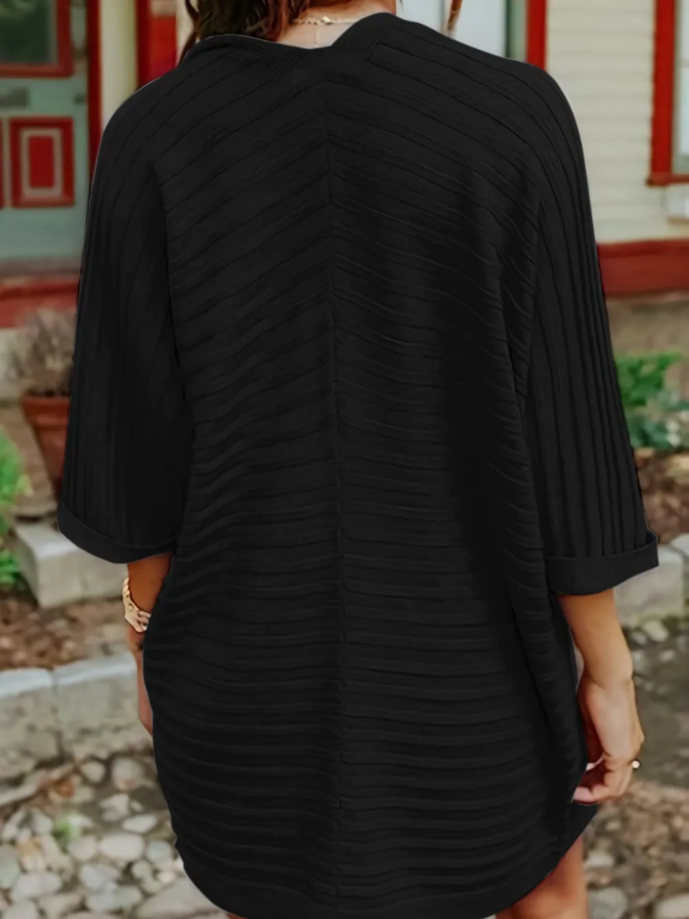Striped Open Front Knit Cardigan, image 15