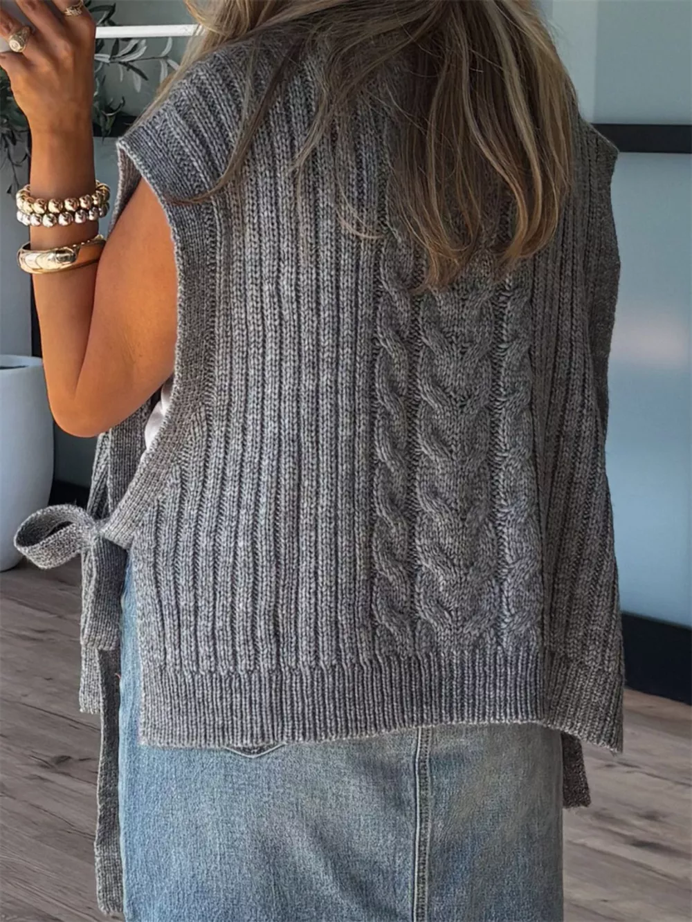 Cable Knit Sweater Vest, image 4