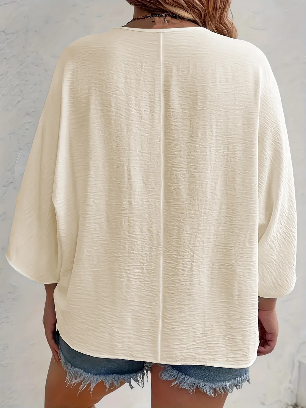 Full Size Casual V-Neck Button Down Relaxed Fit Blouse Plus Size, image 9