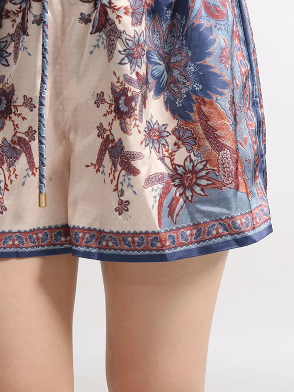 Printed Button Front Long Sleeve Shirt and Shorts Set, image 9