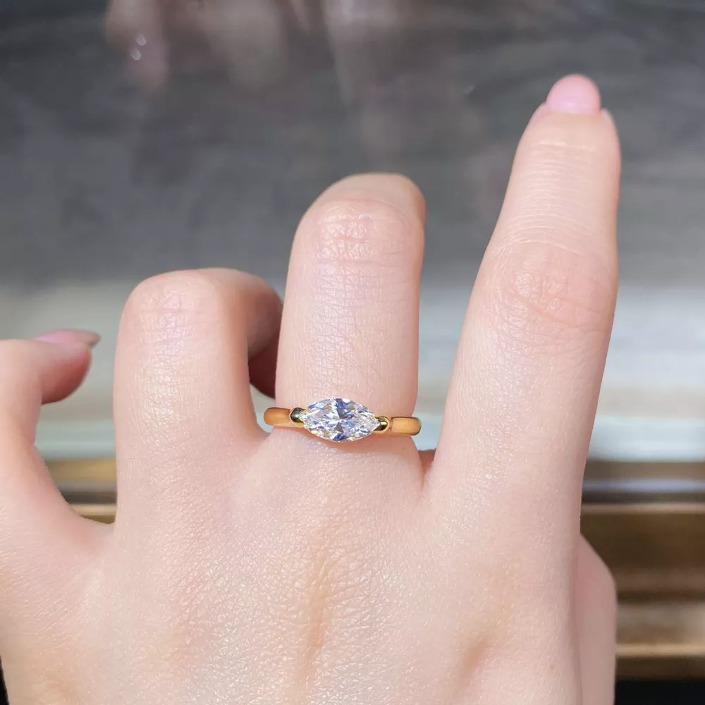 925 Sterling Silver Marquise-Cut Ring