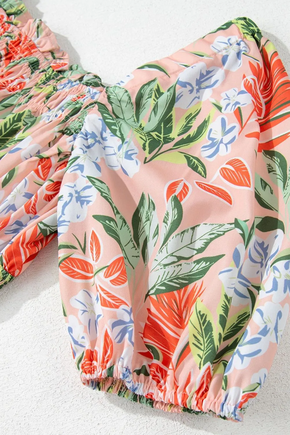Floral Smocked Square Neck Puff Short Sleeve Midi Dress, image 9