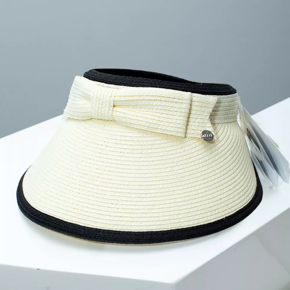 Bowknot Straw Sun Visor Hat, image 3