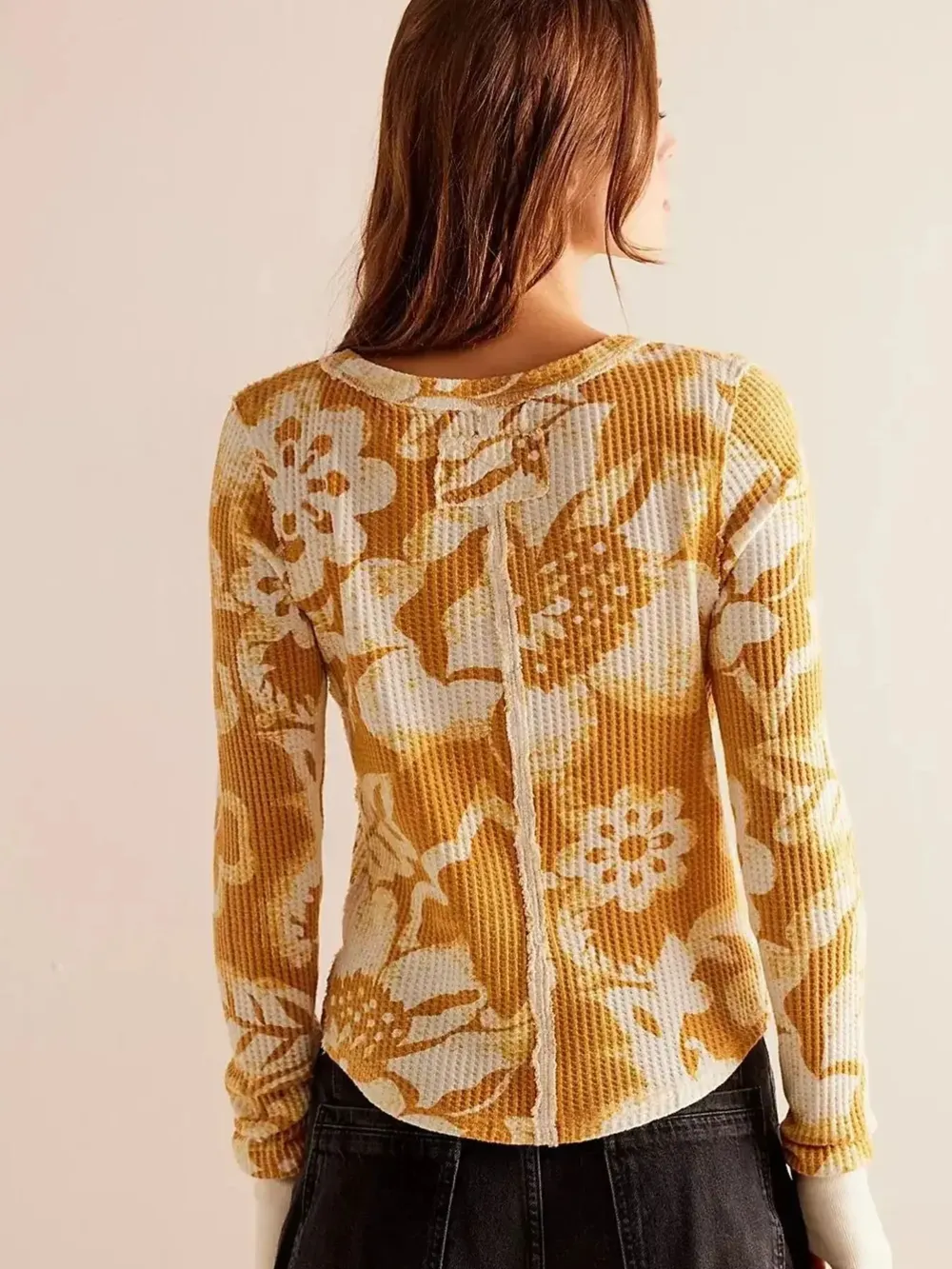 Floral Print Waffle Knit Top, image 12