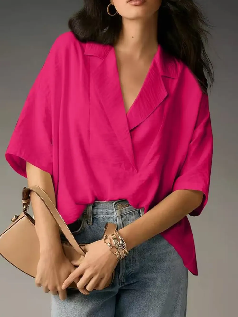 Collared Neck Half Sleeve Blouse, image 11