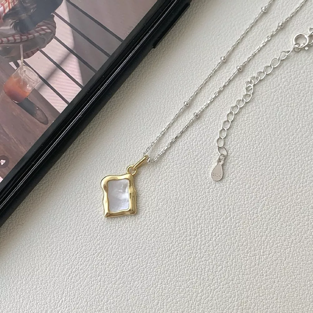 925 Sterling Silver Geometric Necklace, image 2