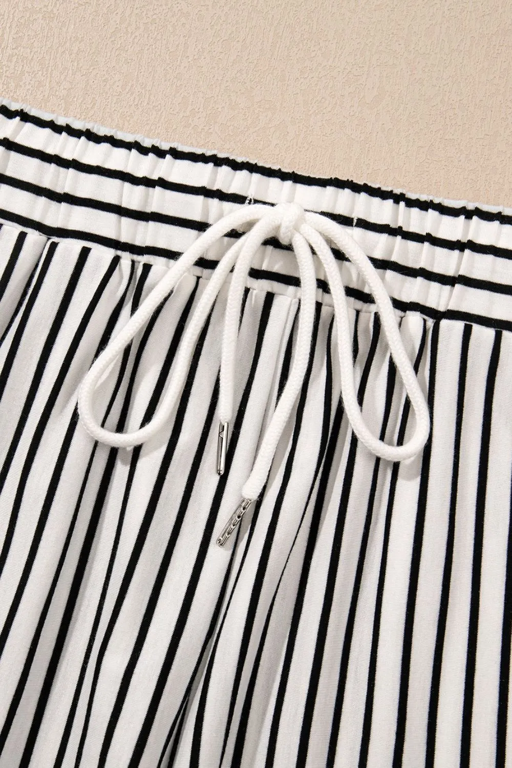 Stripe V Neck Tee and Casual Shorts Set, image 9