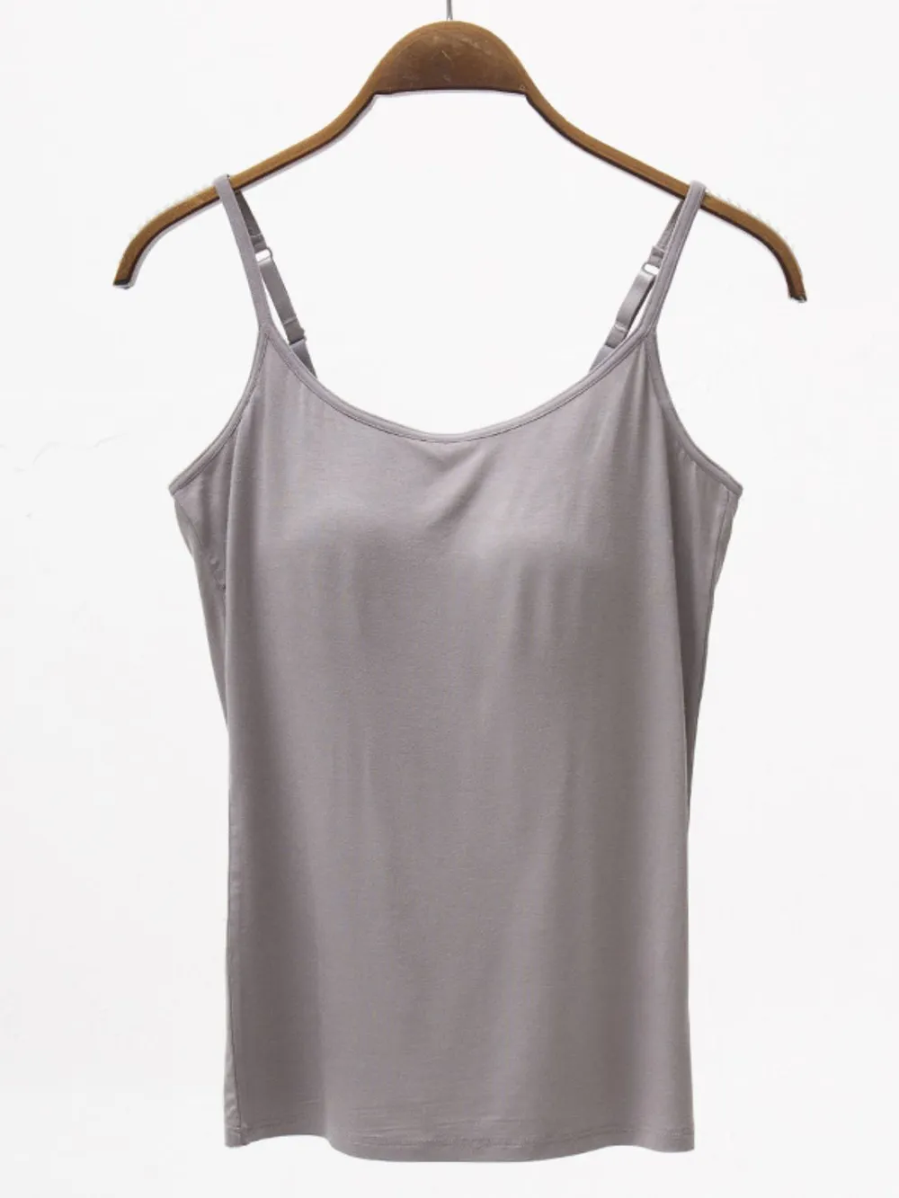 Full Size Adjustable Strap Modal Cami with Bra, image 9