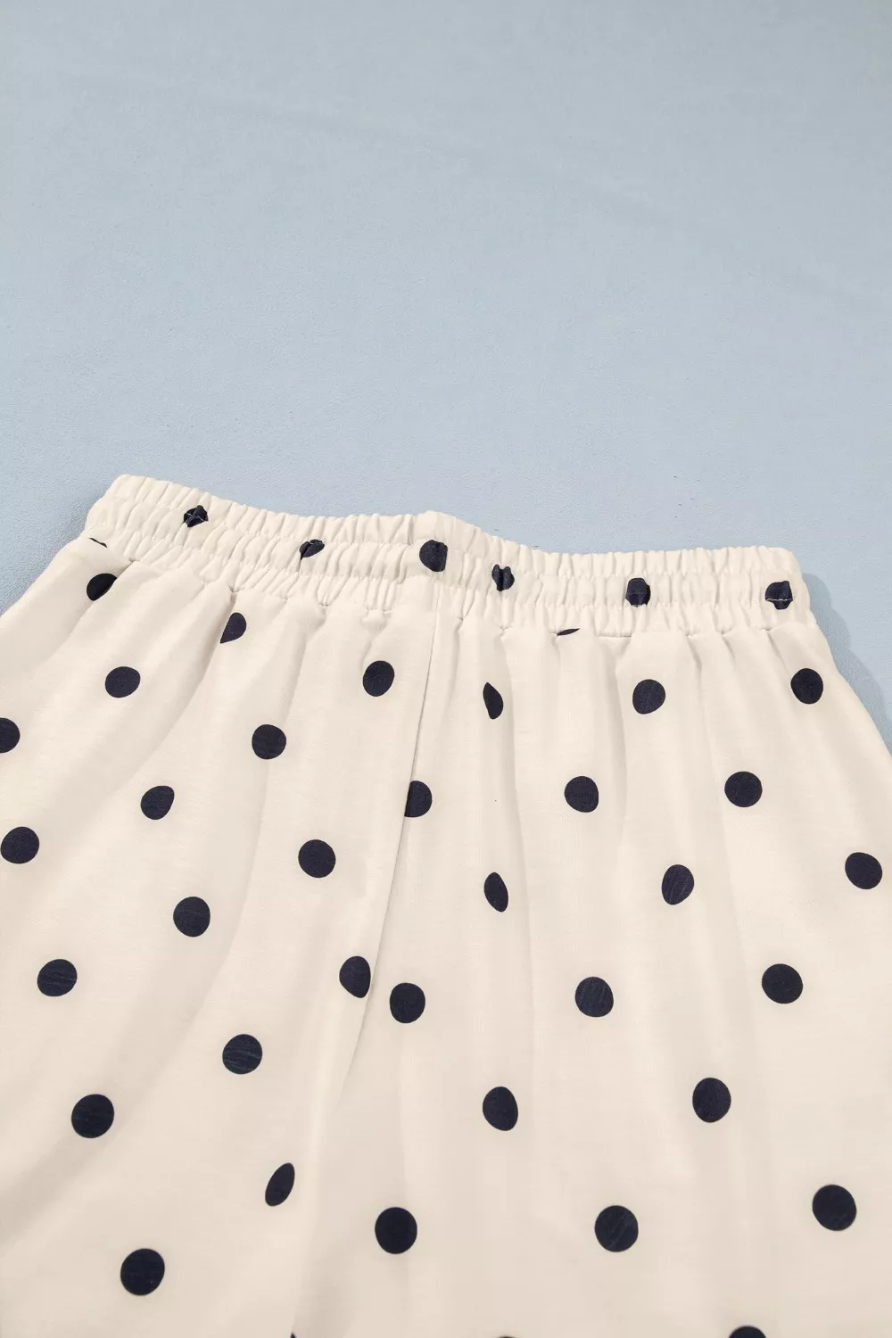 Exposed Seam Detail Polka Dot Loose Tee Drawstring Shorts Set, image 9
