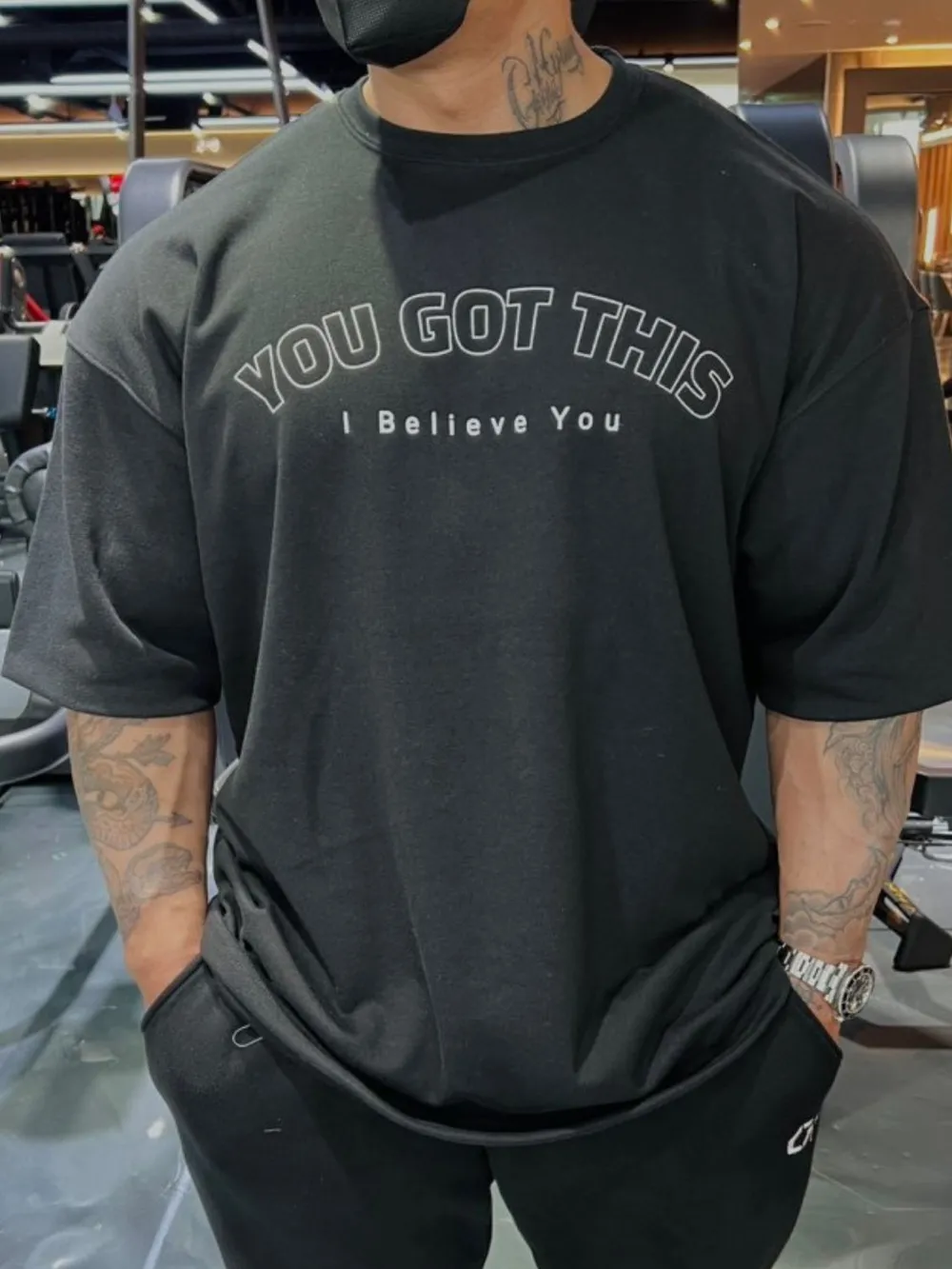 Men's Plus Size Round Neck Letter Graphic T-Shirt, image 2