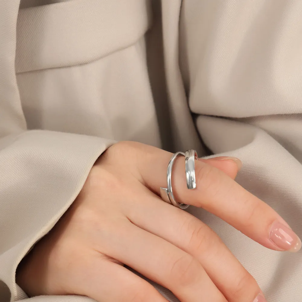 Titanium Steel Layered Wrap Ring, image 6