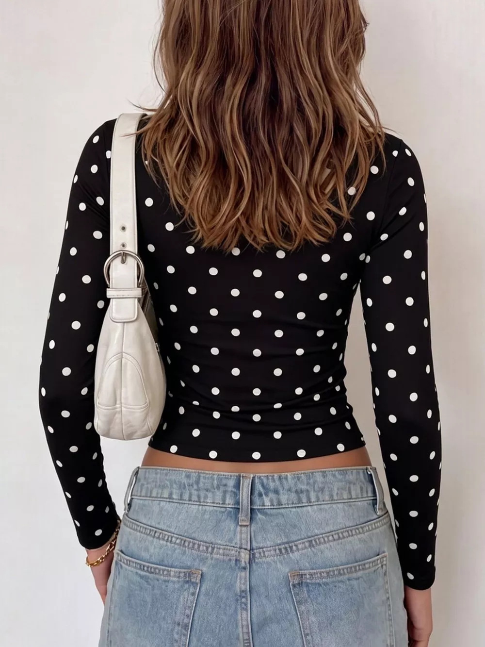 Long Sleeve Polka Dot Slim Fit T-Shirt, image 4