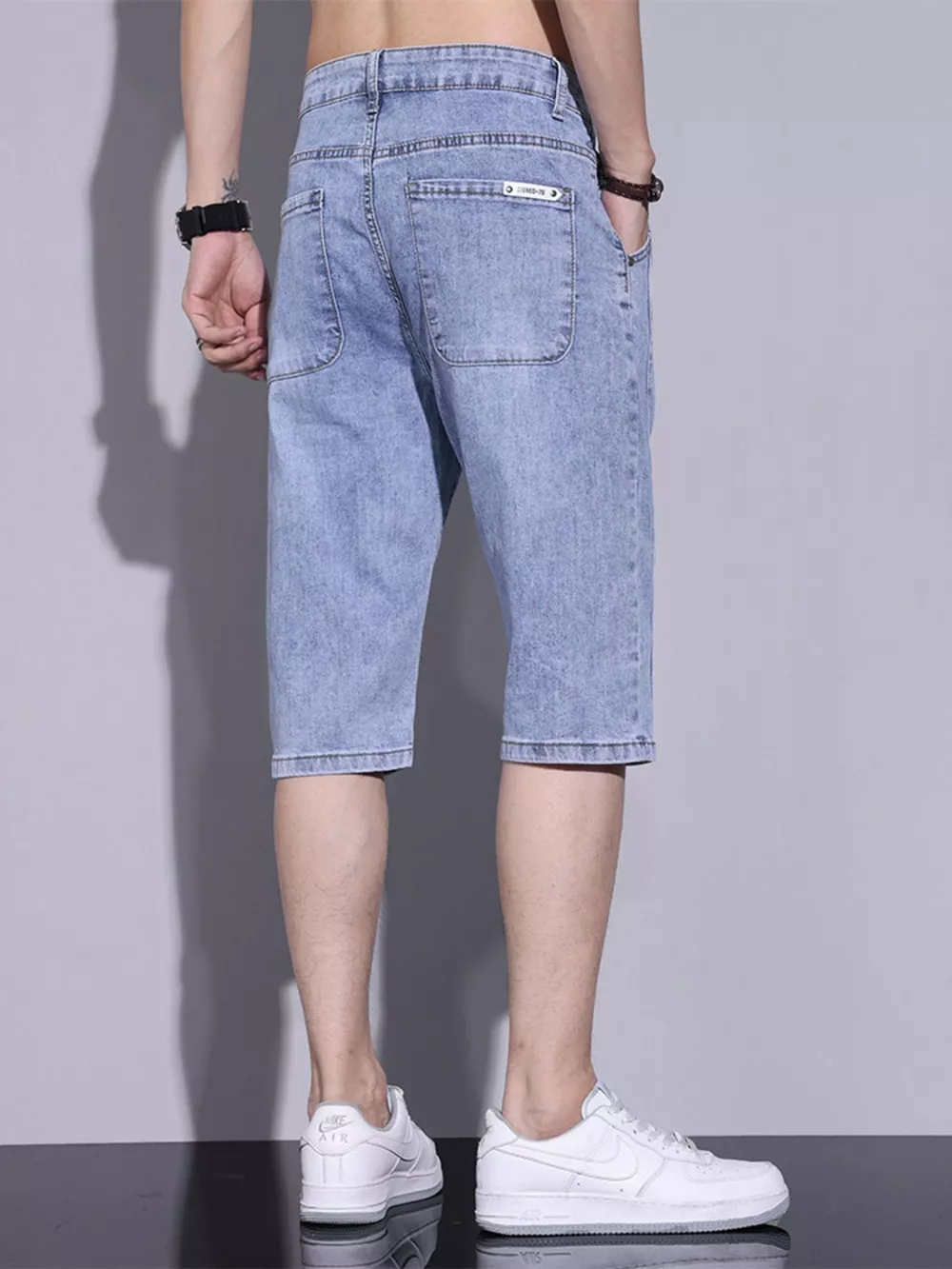 Men's Casual Washed Denim Shorts, image 6