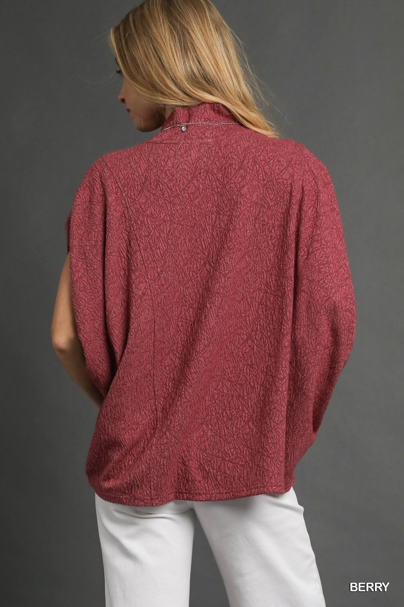 Textured Mock Neck Relaxed Top, image 2