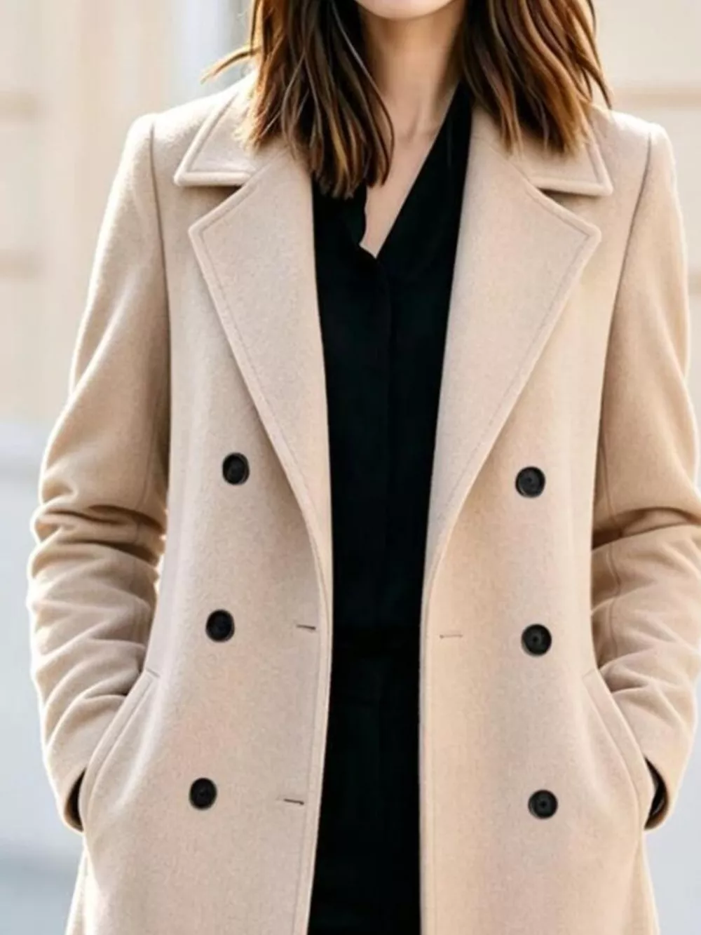 Double-Breasted Lapel Collar Coat, image 6