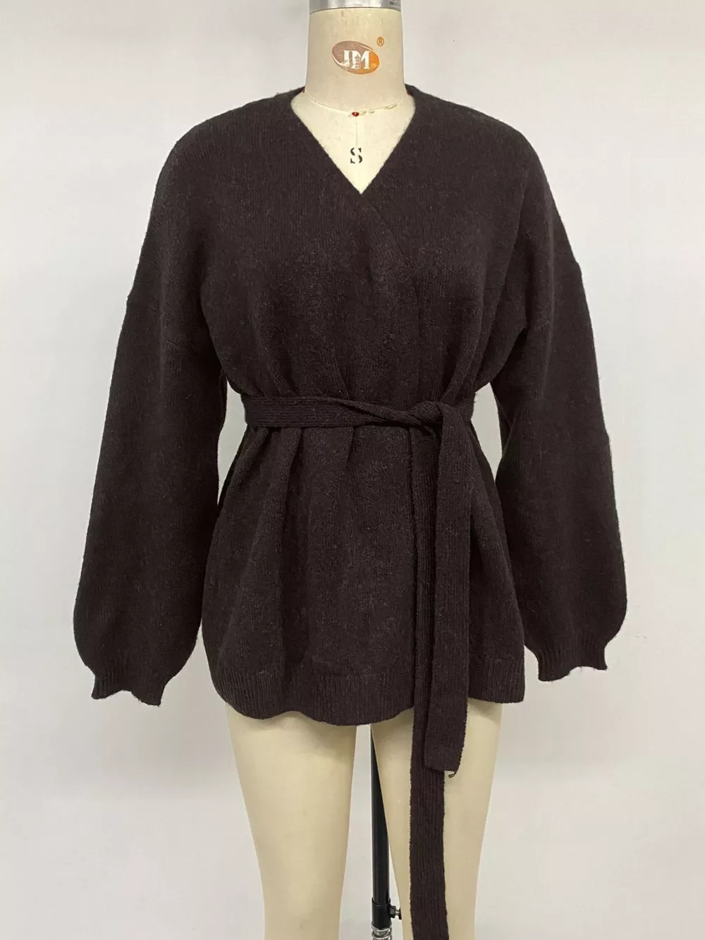 Tie Waist Dropped Shoulder Wrap Cardigan, image 8