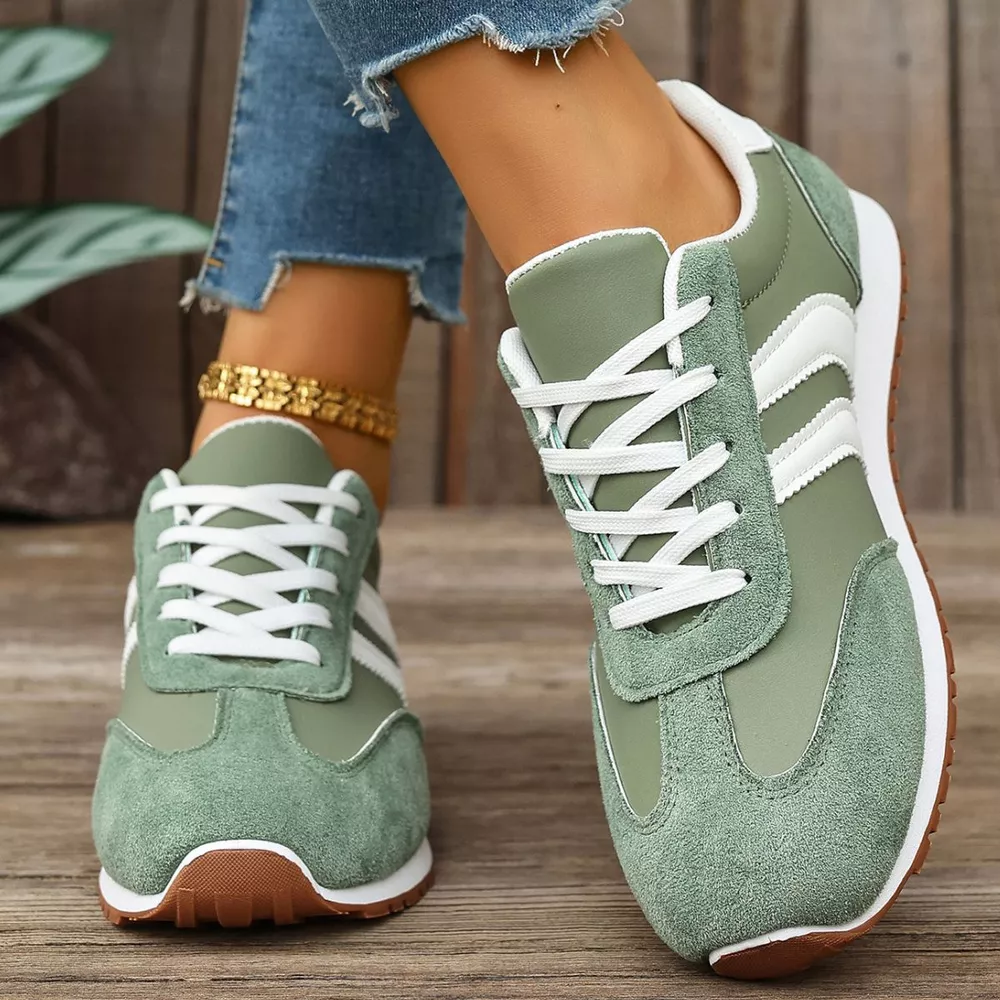 Striped Lace-Up Casual Sneakers, image 4