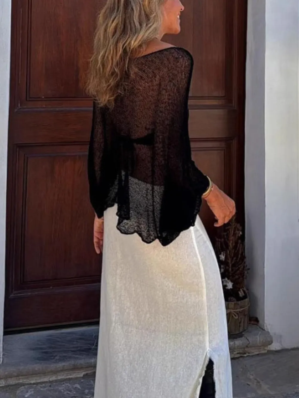 Round Neck Long Sleeve Cover-Up, image 5