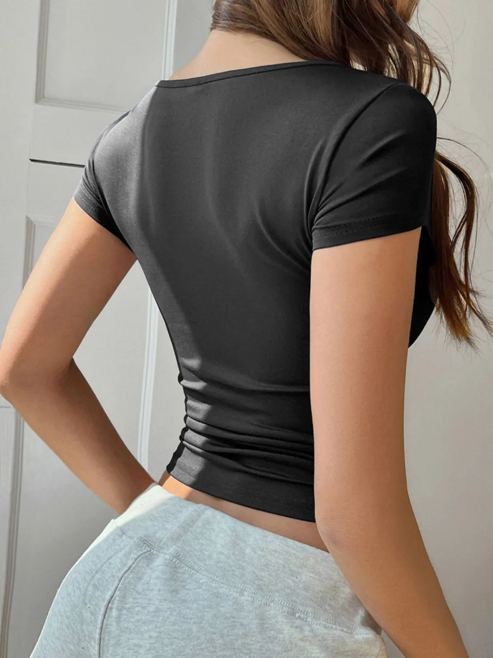 Lace Detail Short Sleeve T-Shirt, image 10