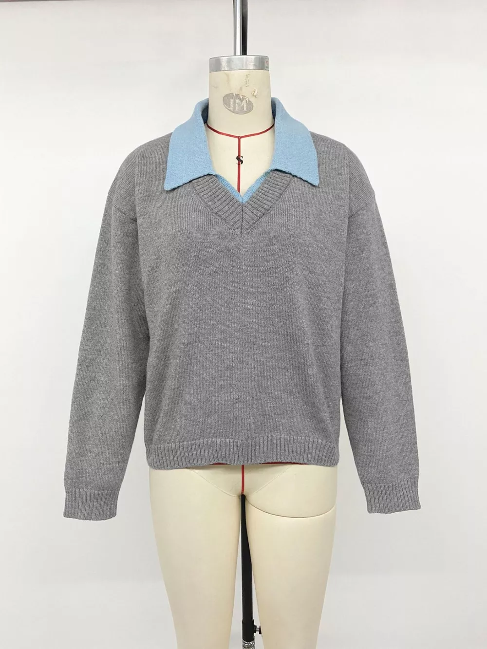 Contrast Collar Dropped Shoulder Sweater, image 10