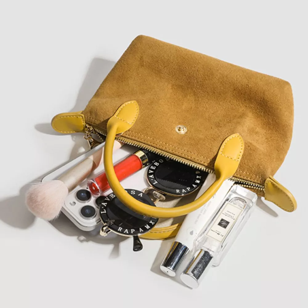 Stylish Two-Tone Suede Crossbody Bag, image 9