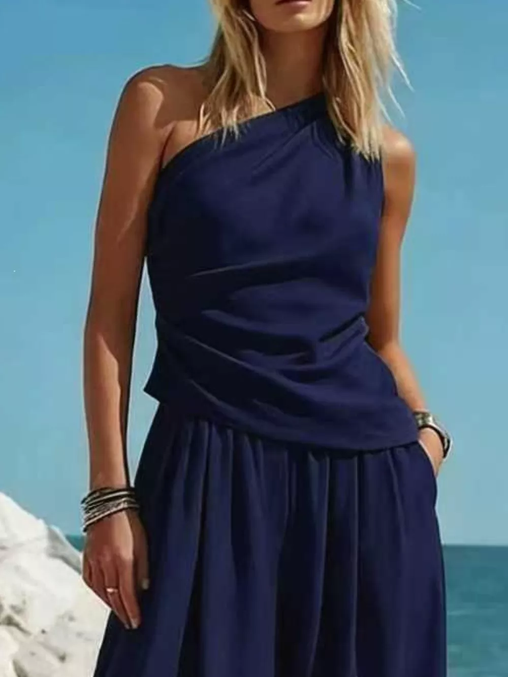 Full Size One-Shoulder Sleeveless Top and Harem Pants Set Plus Size, image 11