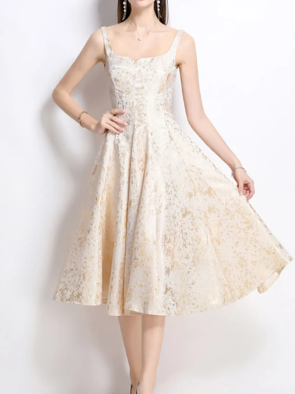 Floral A-Line Sleeveless Midi Dress, image 5