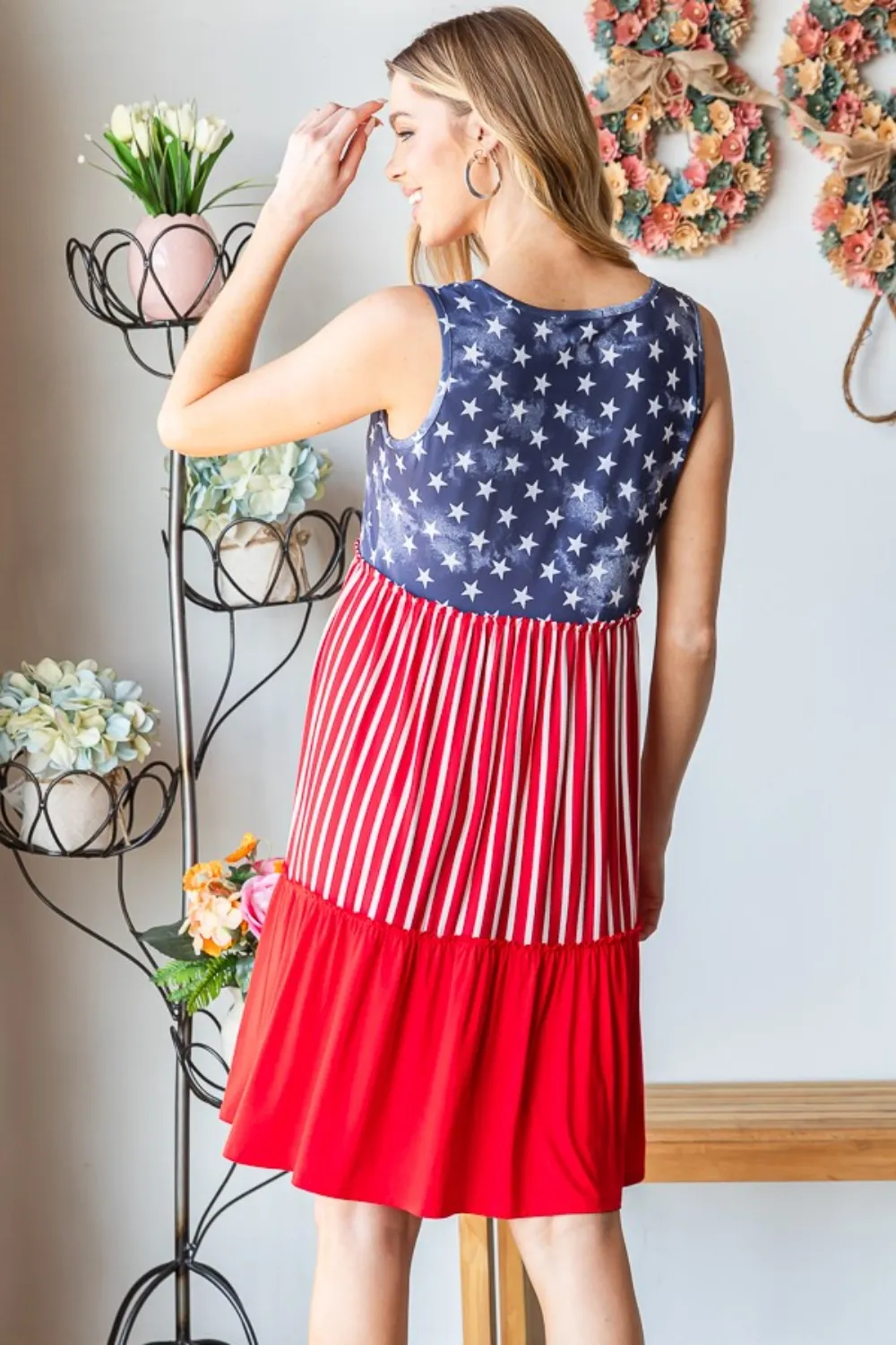 Full Size US Flag Theme Contrast Tank Dress, image 5