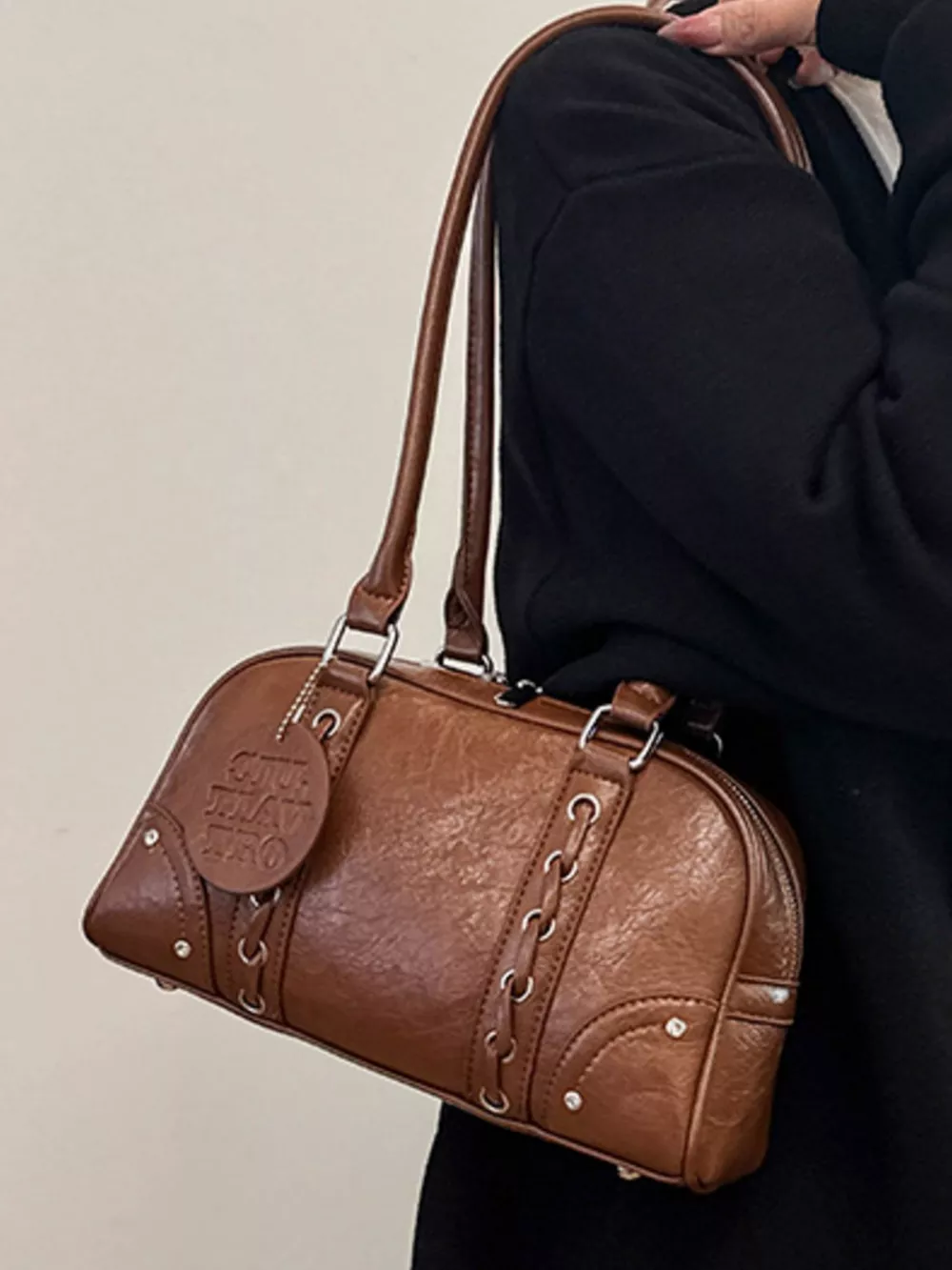 Vintage Style Leather Shoulder Bag, image 4