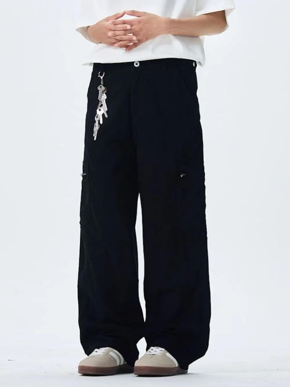 Men's Wide Leg Cargo Pants with Multi Pockets